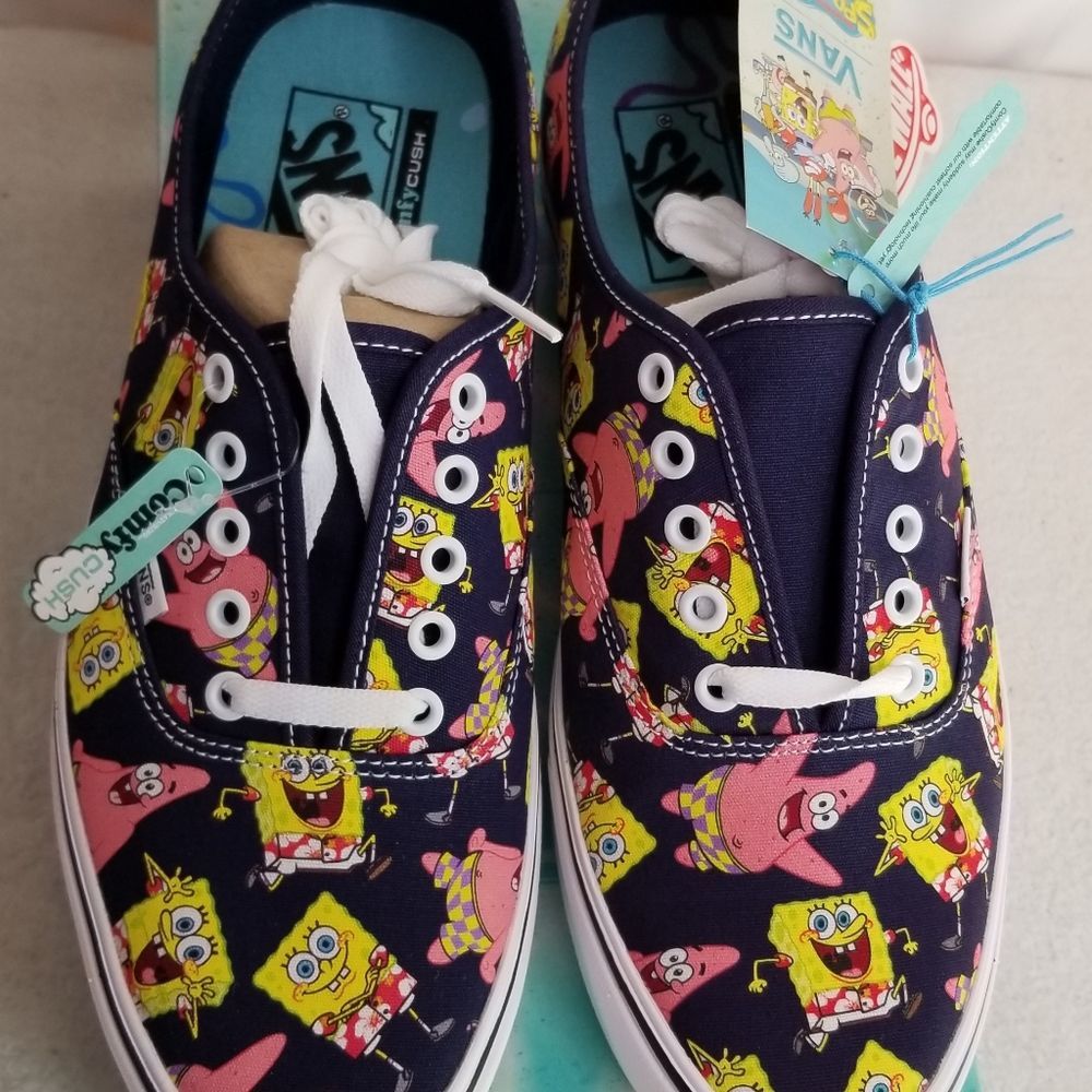 Van's Authentic Comfycush Spongebob Alohabob Sneaker Shoes Sz 10 New - Picture 3 of 7